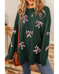 Duffel Green Christmas Cane Pattern Crewneck Oversized Sweatshirt - M