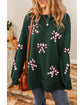 Duffel Green Christmas Cane Pattern Crewneck Oversized Sweatshirt - S