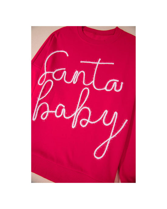 Fiery Red Christmas Santa Baby Tinsel Graphic Sweatshirt - XL
