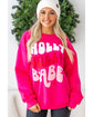 Rose Red Christmas Holly Jolly Babe Graphic Oversized Sweatshirt - M