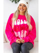 Rose Red Christmas Holly Jolly Babe Graphic Oversized Sweatshirt - S