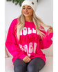Rose Red Christmas Holly Jolly Babe Graphic Oversized Sweatshirt - S