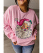 Pink Bold Christmas Claus Graphic Drop Shoulder Sweatshirt - L