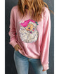 Pink Bold Christmas Claus Graphic Drop Shoulder Sweatshirt - M