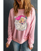 Pink Bold Christmas Claus Graphic Drop Shoulder Sweatshirt - S