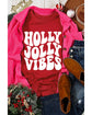 Red HOLLY JOLLY VIBES Graphic Crewneck Christmas Sweatshirt - 2XL