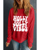 Red HOLLY JOLLY VIBES Graphic Crewneck Christmas Sweatshirt - S