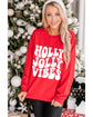 Red HOLLY JOLLY VIBES Graphic Crewneck Christmas Sweatshirt - XL