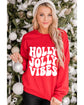 Red HOLLY JOLLY VIBES Graphic Crewneck Christmas Sweatshirt - XL