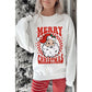 Beige MERRY CHRISTMAS Christmas Claus Graphic Drop Shoulder Sweatshirt - M