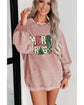 Pink MERRY and BRIGHT Christmas Tree Print Ribbed Sweatshirt - L