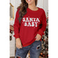 Red SANTA BABY Embroidered Crewneck Christmas Sweatshirt - 2XL
