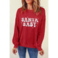 Red SANTA BABY Embroidered Crewneck Christmas Sweatshirt - 2XL