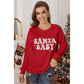 Red SANTA BABY Embroidered Crewneck Christmas Sweatshirt - XL