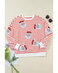 Orange Stripe Striped Sequin Santa Claus Pattern Christmas Pullover Sweatshirt - S