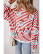 Orange Stripe Striped Sequin Santa Claus Pattern Christmas Pullover Sweatshirt - S