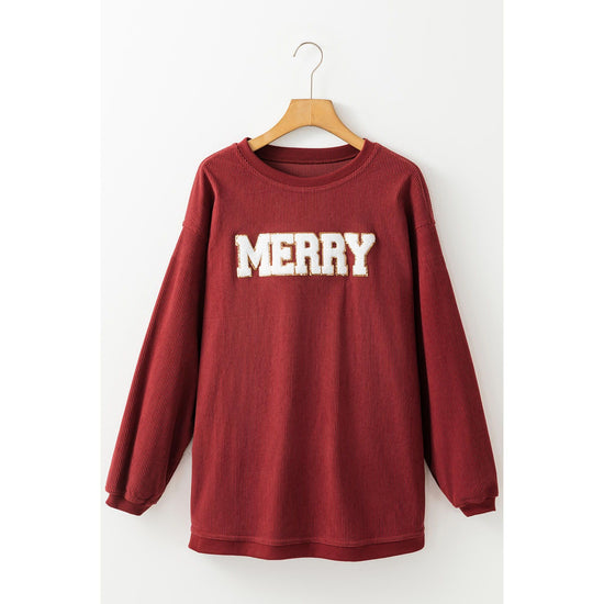 Racing Red MERRY Graphic Corded Christmas Sweatshirt - L