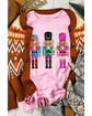 Pink Cute Nutcracker Printed Drop Shoulder Christmas Sweatshirt - S