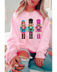 Pink Cute Nutcracker Printed Drop Shoulder Christmas Sweatshirt - XL