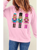 Pink Cute Nutcracker Printed Drop Shoulder Christmas Sweatshirt - XL