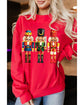 Red Christmas Metallic Nutcracker Graphic Crew Neck Sweatshirt - L