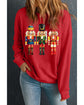 Red Christmas Metallic Nutcracker Graphic Crew Neck Sweatshirt - XL