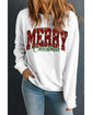 Beige MERRY Christmas Heat Transfer Printing Crewneck Pullover Sweatshirt - M