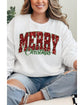 Beige MERRY Christmas Heat Transfer Printing Crewneck Pullover Sweatshirt - S