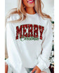 Beige MERRY Christmas Heat Transfer Printing Crewneck Pullover Sweatshirt - XL