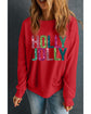 Red Heat Transfer HOLLY JOLLY Printing Christmas Pullover Sweatshirt - XL