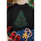 Black Rhinestone Christmas Tree Graphic Pullover Sweatshirt - S