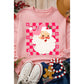 Pink Fancy Checkered Father Christmas Graphic Sweatshirt - S