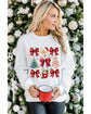 Beige Christmas Tree Bowknot Santa Clause Graphic Holiday Sweatshirt - 2XL