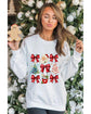 Beige Christmas Tree Bowknot Santa Clause Graphic Holiday Sweatshirt - M