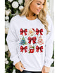 Beige Christmas Tree Bowknot Santa Clause Graphic Holiday Sweatshirt - XL