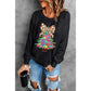 Black Bowknot Christmas Tree Shiny Graphic Sweatshirt - M
