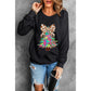 Black Bowknot Christmas Tree Shiny Graphic Sweatshirt - S