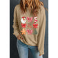 Khaki Christmas Pattern Graphic Crew Neck Sweatshirt - XL