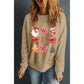 Khaki Christmas Pattern Graphic Crew Neck Sweatshirt - XL