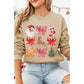Khaki Christmas Pattern Graphic Crew Neck Sweatshirt - XL