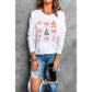 Beige Christmas Theme Pattern Pullover Sweatshirt - M