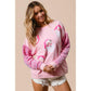Pink Sequined Santa Claus Long Sleeve Christmas Sweatshirt - M