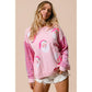 Pink Sequined Santa Claus Long Sleeve Christmas Sweatshirt - M