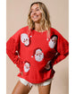 Fiery Red Sequined Santa Claus Long Sleeve Christmas Sweatshirt - S
