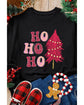 Black HO HO HO Christmas Tree Graphic Pullover Sweatshirt - S