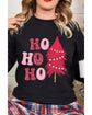 Black HO HO HO Christmas Tree Graphic Pullover Sweatshirt - S