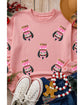 Pink Sequin Nutcracker Graphic Drop Shoulder Christmas Sweatshirt - M