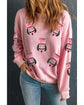 Pink Sequin Nutcracker Graphic Drop Shoulder Christmas Sweatshirt - M