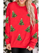 Red Sequin Christmas Tree Graphic Drop Shoulder Sweatshirt - 2XL
