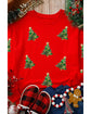 Red Sequin Christmas Tree Graphic Drop Shoulder Sweatshirt - XL